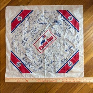 Vintage 1985 Farm Aid Benefit Bandana USA Printed Autographs Scarf Handkerchief